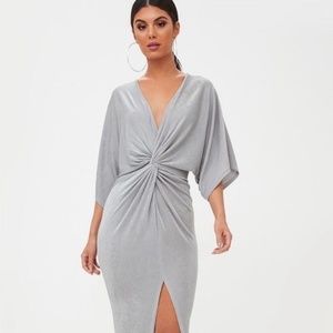Slinky Kimono Sleeve Midi Dress
